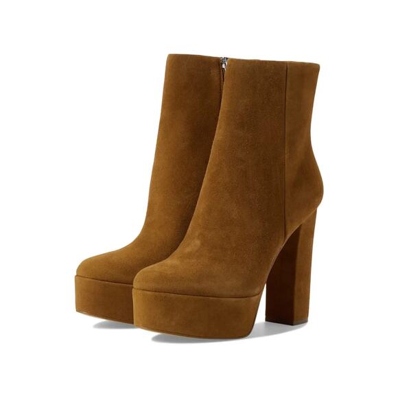 New Marc Fisher LTD Caled Suede Platform Booties Medium Natural Women's Size 10 - Picture 1 of 10